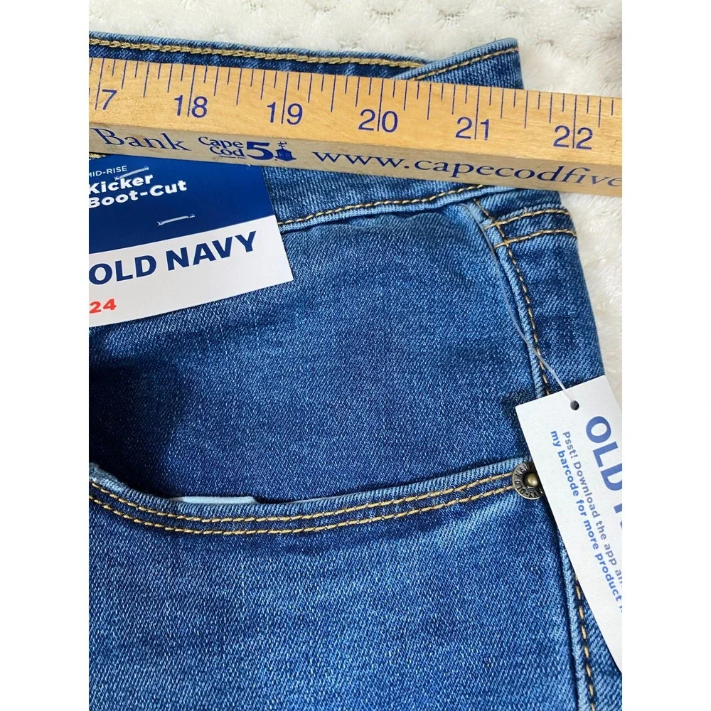 Old Navy Jeans Women’s Size 24 Mid-Rise Kicker Boot-Cut Blue Jeans Stretch NWT